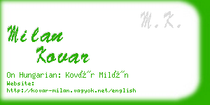milan kovar business card